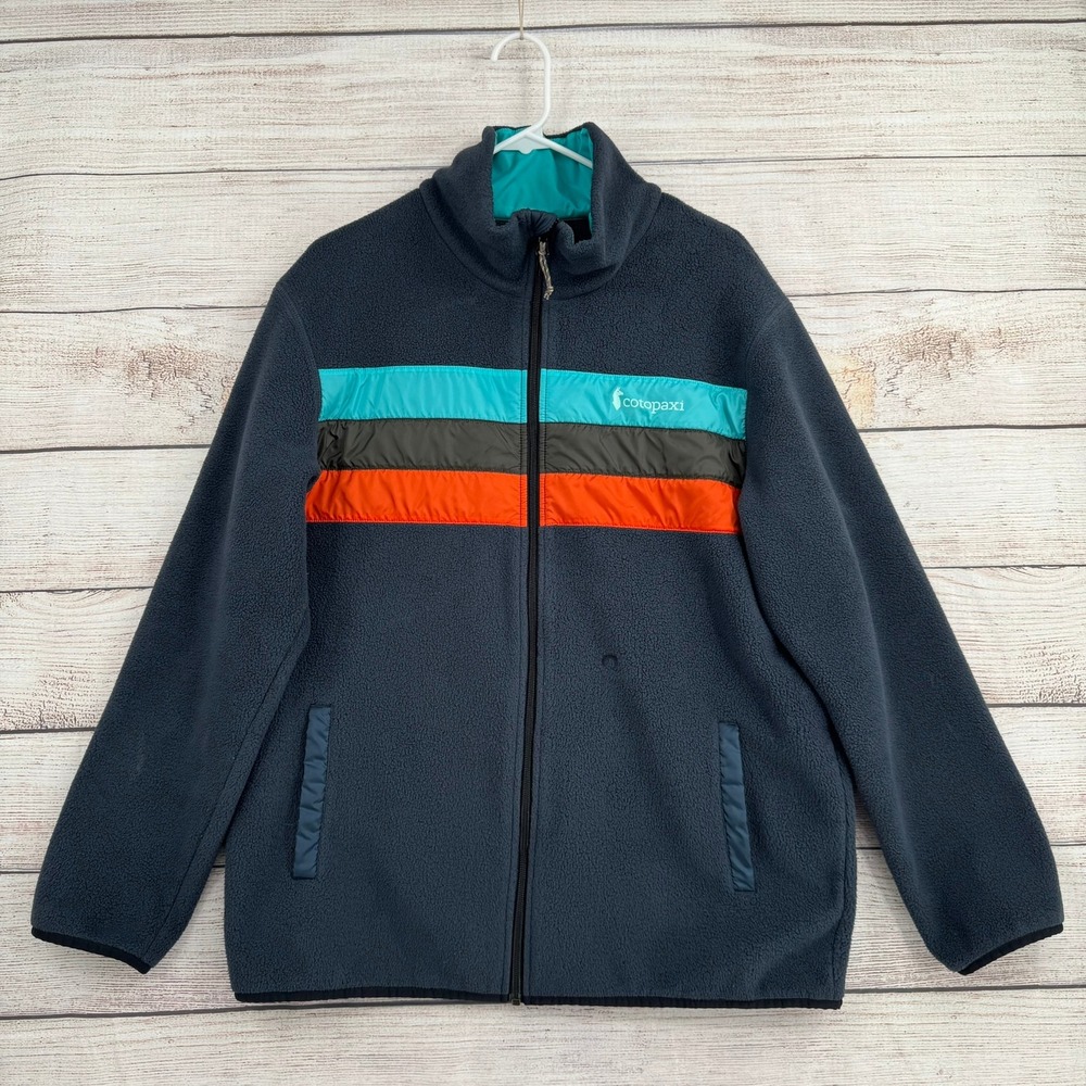 Cotopaxi Teca Fleece Jacket Men XL Navy Blue Colorblock Full Zip Striped